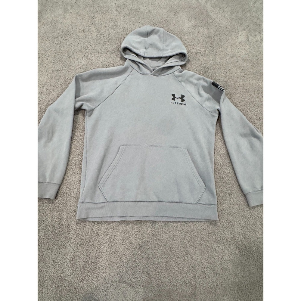 Under Armour Freedom Hoodie Men's Medium Gray Pullover Sweatshirt American Fla 2